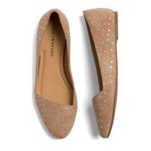 Women's Lucky Brand Archh Polka Dot Suede Flats, Size 9M, Taupe